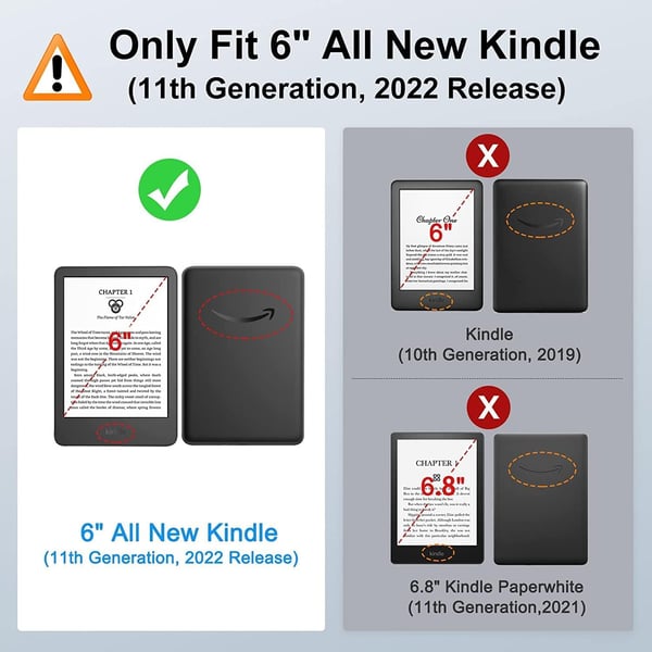 Kindle 11/11. sukupolven e-kirjojen lukulaitteen suojakuori (2022/2024), vihreä norsukuvioinen C2V2L3