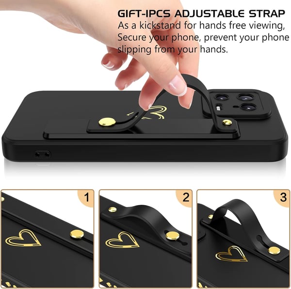 Bagcover til Xiaomi 13 5G sort guld holdbart med stativ