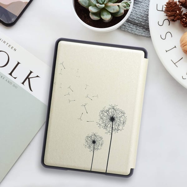 Kindle 10 2019 6 tuuman e-kirjanlukulaitteen suojakuori, beige-värinen voikukkakuvio