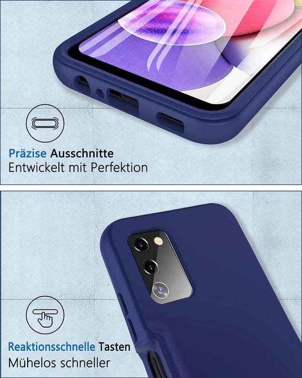 Etui til Samsung Galaxy A03s etui forside og bagside 360 ​​beskyttelse Marineblå marineblå