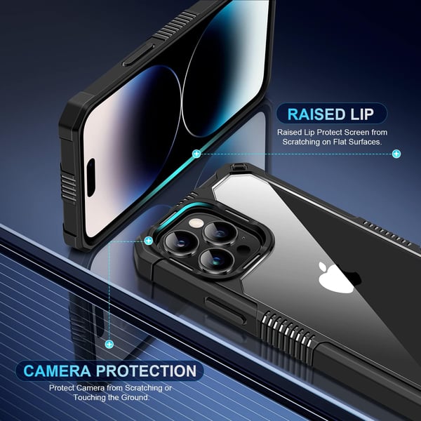 Bakskal till iPhone 14 Pro Max 6,7" transparent med svart ram