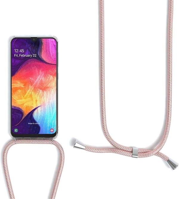 Silikone cover til Samsung Galaxy Note 20 gennemsigtigt + pink lanyard
