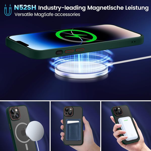 Fodral till Apple iPhone 14 grönt transparent matt baksida MagSafe