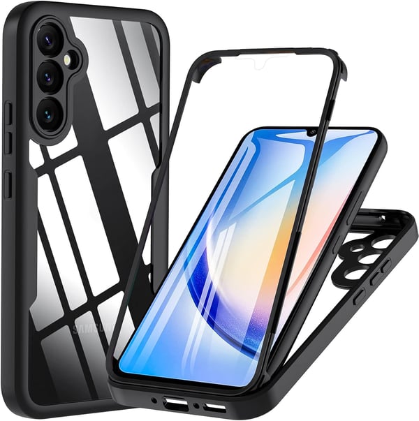 Stötfångarskal till Samsung Galaxy A34 svart ram 360° skydd SM-A346B