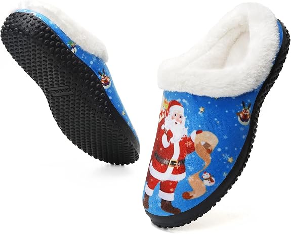 Dame/herre unisex vinter jule julemands tøfler blå størrelse 40