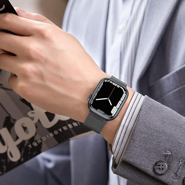 Musta Apple Watch -ranneke 45/44/42 10/9/8/7/6/5/4/3/2/1 + kuori