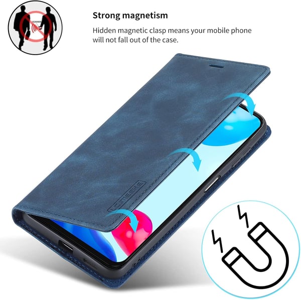 Flip-etui til Xiaomi Redmi Note 11/11S, marineblå, øko-læder, til kort