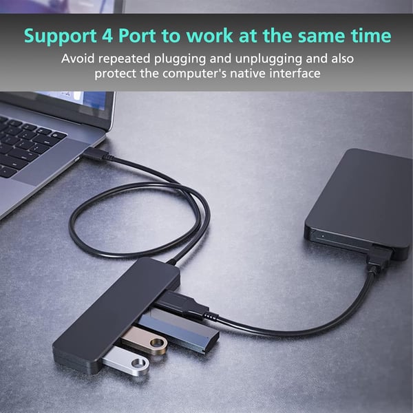 USB HUB 4-PORTS SPLITTER 3.0 BLÅ PORTE TIL PC