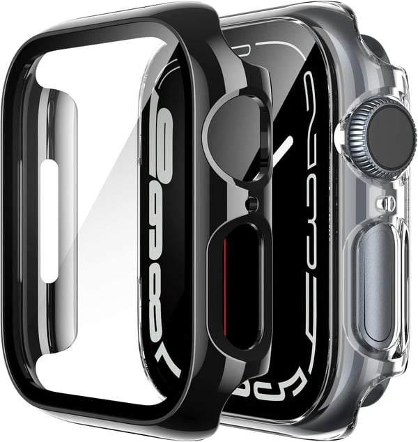 Etui til Apple Watch 8/7 45 mm sort gennemsigtig 2 stk.