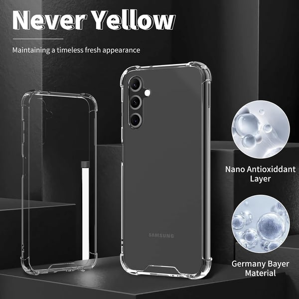 Transparent silikonecover til Samsung Galaxy A14 5G + 2 hybridfolier