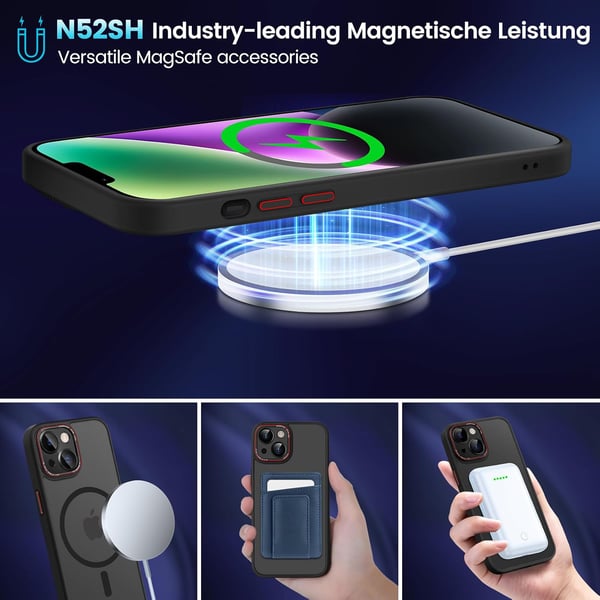 Apple iPhone 14-skal, marinblått, rökfärgad baksida, MagSafe