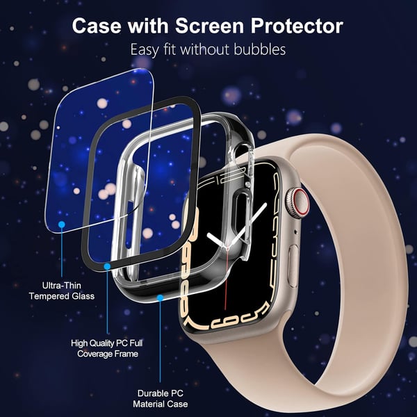 Etui til Apple Watch 8/7 45 mm sort gennemsigtig 2 stk.