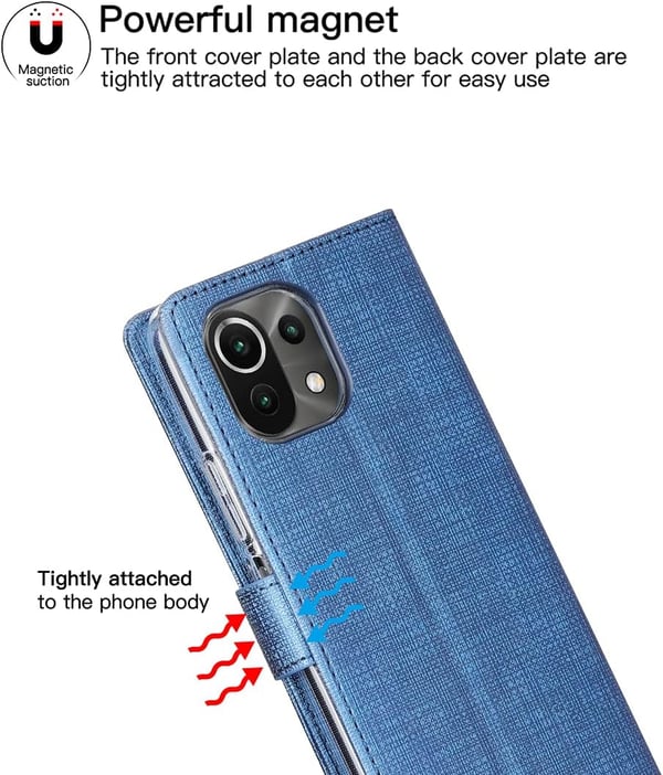 Flip-etui til Xiaomi Mi Lite 4G/5G 6,55" blå stoftekstur
