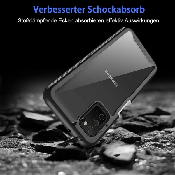 Sort cover til Samsung Galaxy A03s med glasskærmbeskytter