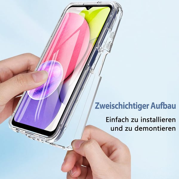 Bumper cover til Samsung Galaxy A03s gennemsigtig med skærmbeskyttelse SM-A037F