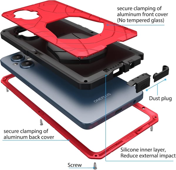 Bumper cover til OnePlus Nord N20 5G metalforstærket rød CPH2459
