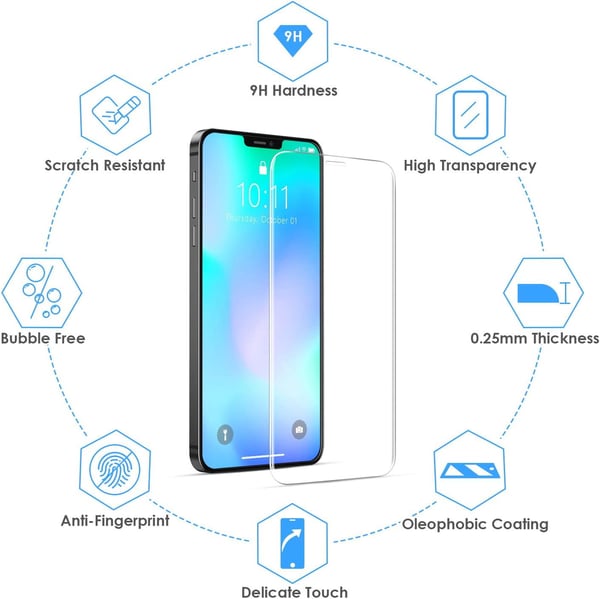 9H härdat glas för iPhone 12 Pro Max 6,7 tum 3 stycken