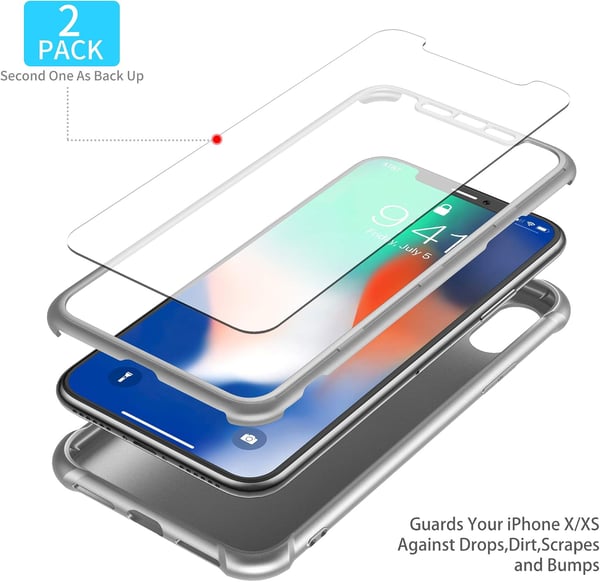 Bakre glasfodral för iPhone XS Max 6,5" silverfärgat