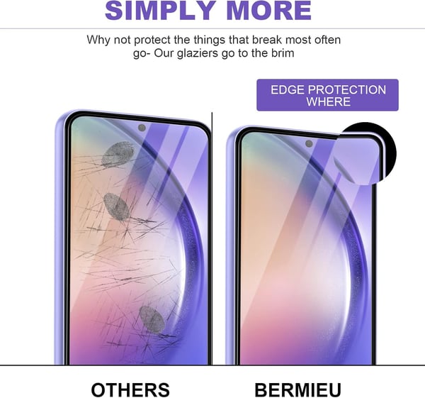 Hærdet glas til Samsung Galaxy A54 SM-A546 sorte rammer 2 stk.