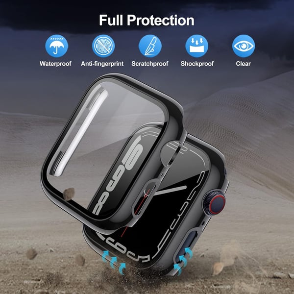Etui til Apple Watch 8/7 45 mm sort gennemsigtig 2 stk.