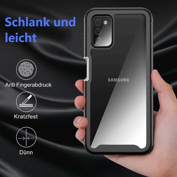 Sort cover til Samsung Galaxy A03s med glasskærmbeskytter