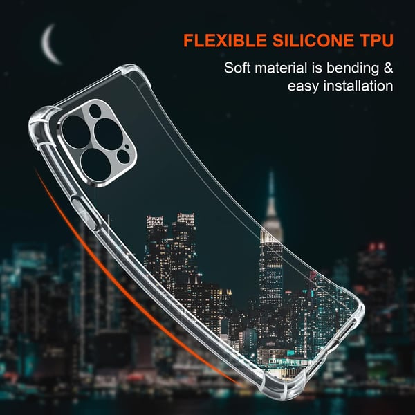 Skal till Apple iPhone 14 Pro Max, silikon, transparent + 3x härdat glas