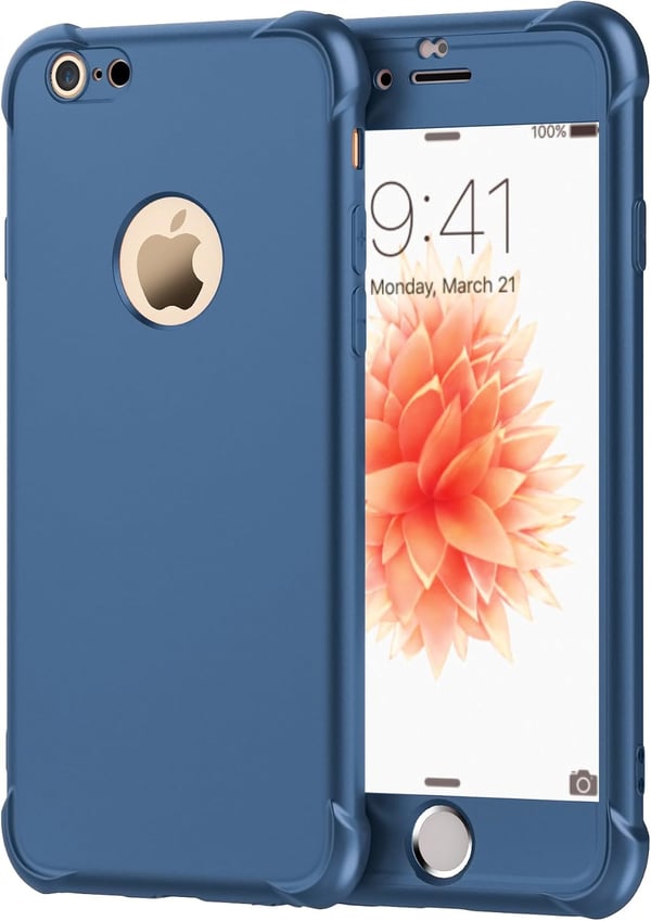 Marinblått fodral för iPhone 6/6S 4,7" 2x härdat glas