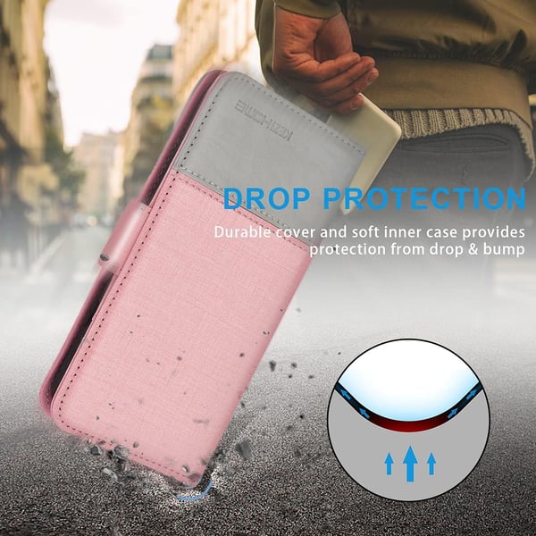 Flipfodral till Apple iPhone 13 Pro 6,1" rosa grå + 2x glas