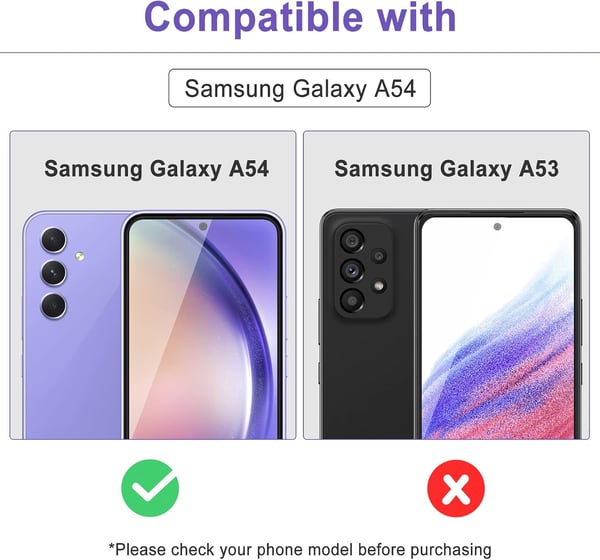 Hærdet glas til Samsung Galaxy A54 SM-A546 sorte rammer 2 stk.