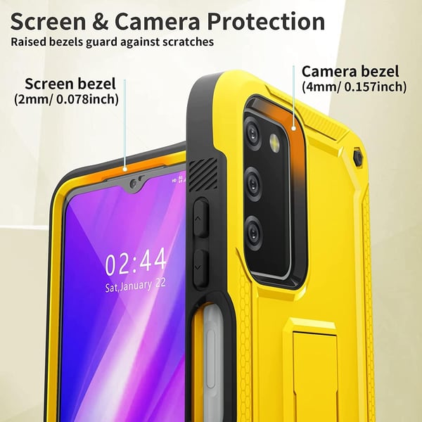 Bagcover til Samsung Galaxy A03s 5G gul med stativ