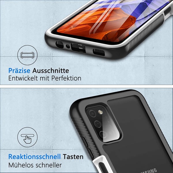 Sort cover til Samsung Galaxy A03s med glasskærmbeskytter