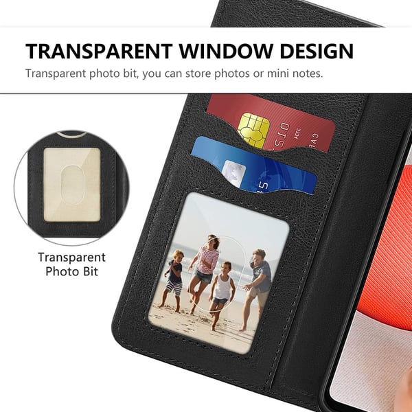 Flipfodral till Samsung Galaxy A42, svart, elegant eko-läder