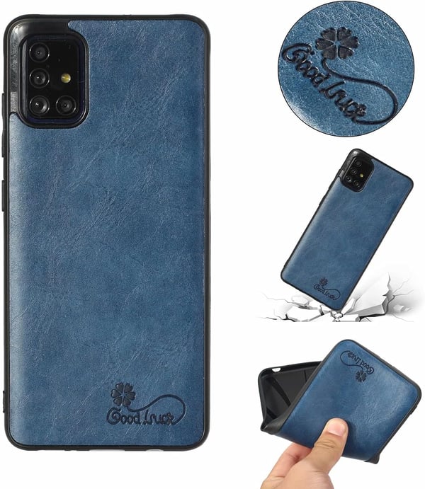 Etui til Samsung Galaxy A41 SM-A415F marineblåt øko-læder hærdet glas