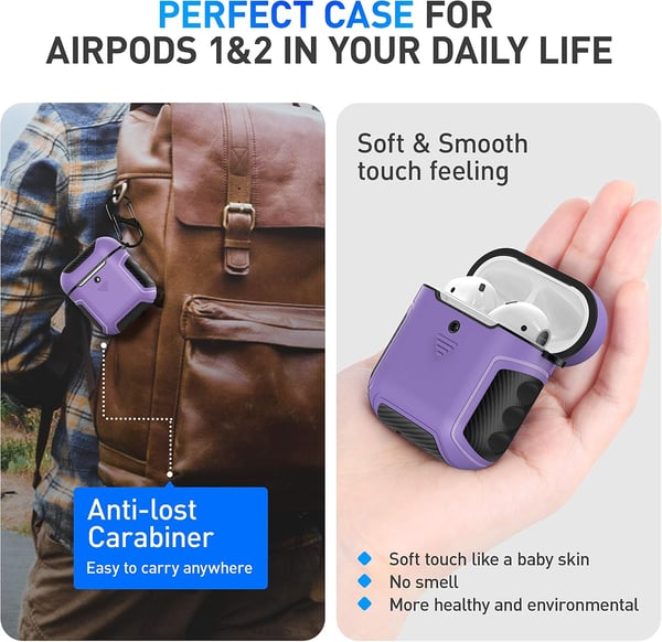 Hårt silikonfodral till AirPods 1/2 lila och svart