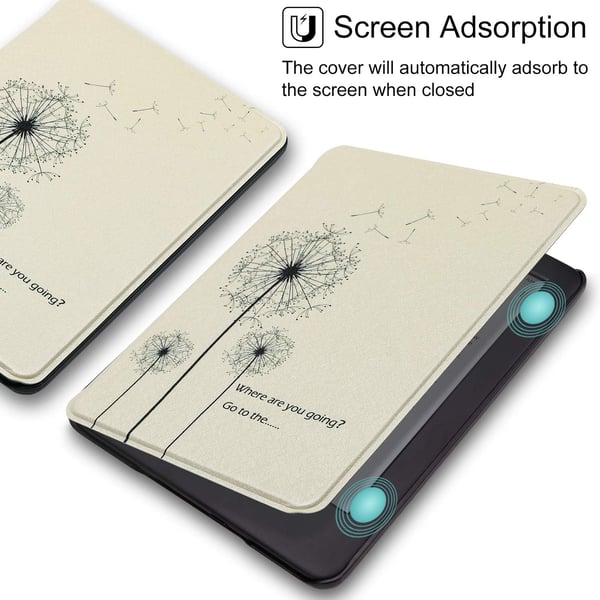 Kindle 10 2019 6 tuuman e-kirjanlukulaitteen suojakuori, beige-värinen voikukkakuvio