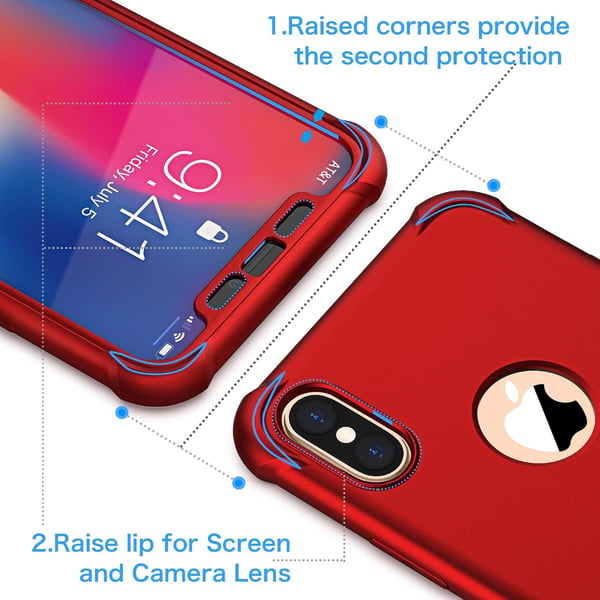 Starkt glasfodral för iPhone XS Max 6,5" rött