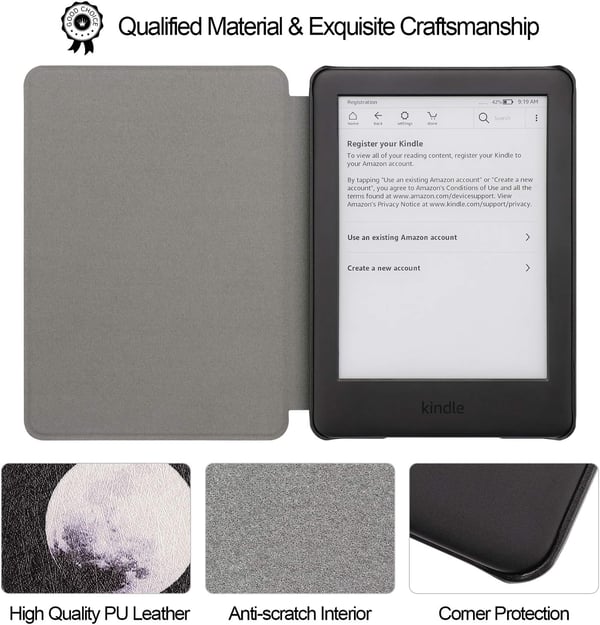 Kindle 10 2019 6' -puhelimen kotelo, musta, muovinen, Moon Phases J9G29R