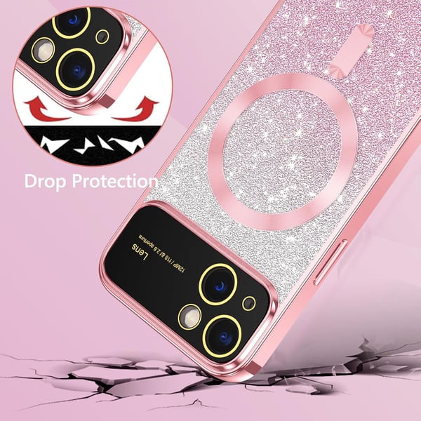 Fodral till Apple iPhone 14 6,1" silikon med transparent baksida och glitterinlägg