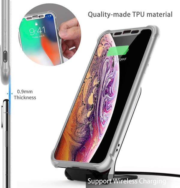 Bakre glasfodral för iPhone XS Max 6,5" silverfärgat
