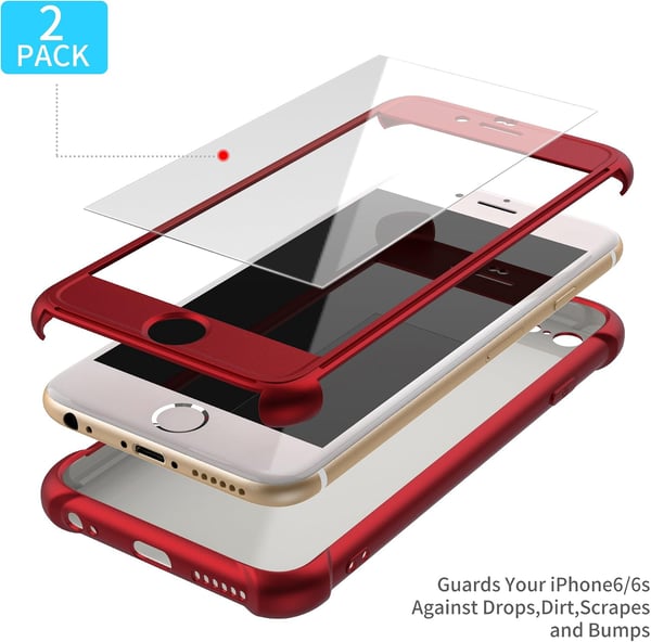 Skal till iPhone 6/6S 4,7' rött + 2x härdat glas