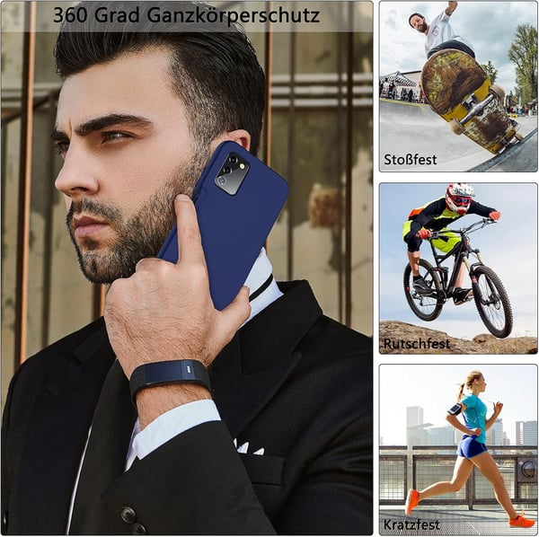 Etui til Samsung Galaxy A03s etui forside og bagside 360 ​​beskyttelse Marineblå marineblå