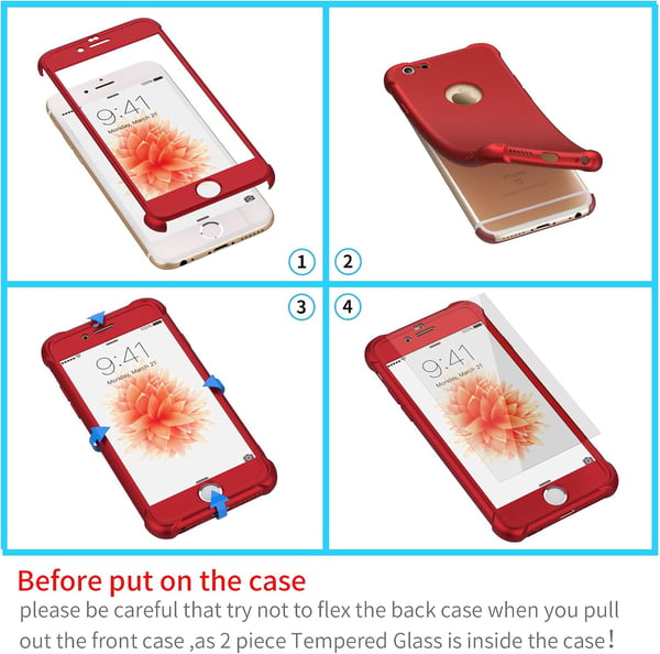 Skal till iPhone 6/6S 4,7' rött + 2x härdat glas