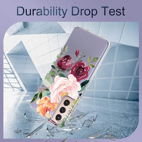 Silikonikuori Samsung Galaxy S21 -puhelimelle vesivärimaalatuilla kukilla