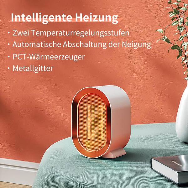 FARELKA VARMEVENTILATOR VARMEBLÆSER STILLE MOBIL HVID 1200W 160x142x225mm