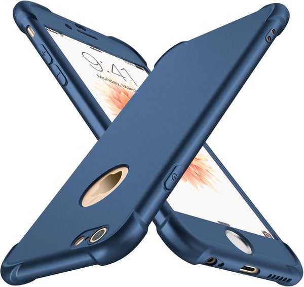 Marinblått fodral för iPhone 6/6S 4,7" 2x härdat glas