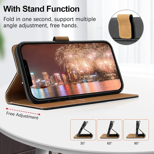 Flip-etui til Xiaomi Poco M4 Pro 5G lavet af øko-læder, sort