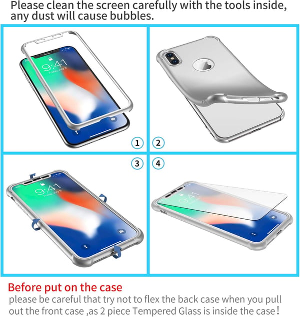 Bakre glasfodral för iPhone XS Max 6,5" silverfärgat