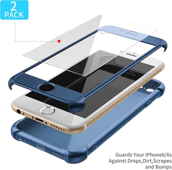 Marinblått fodral för iPhone 6/6S 4,7" 2x härdat glas