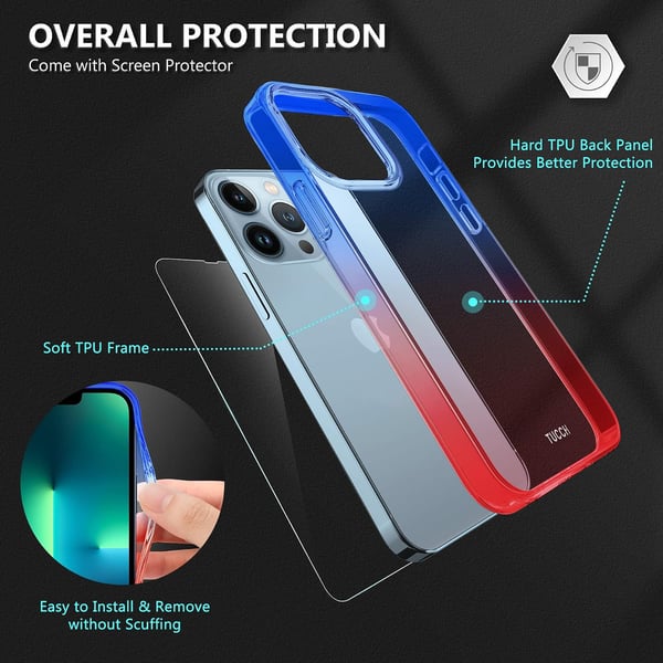 Skal och härdat glasset för Apple iPhone 13 Pro blå solid