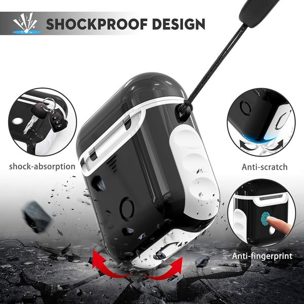Kova silikonikuori AirPods 1/2:lle, valkoinen ja musta